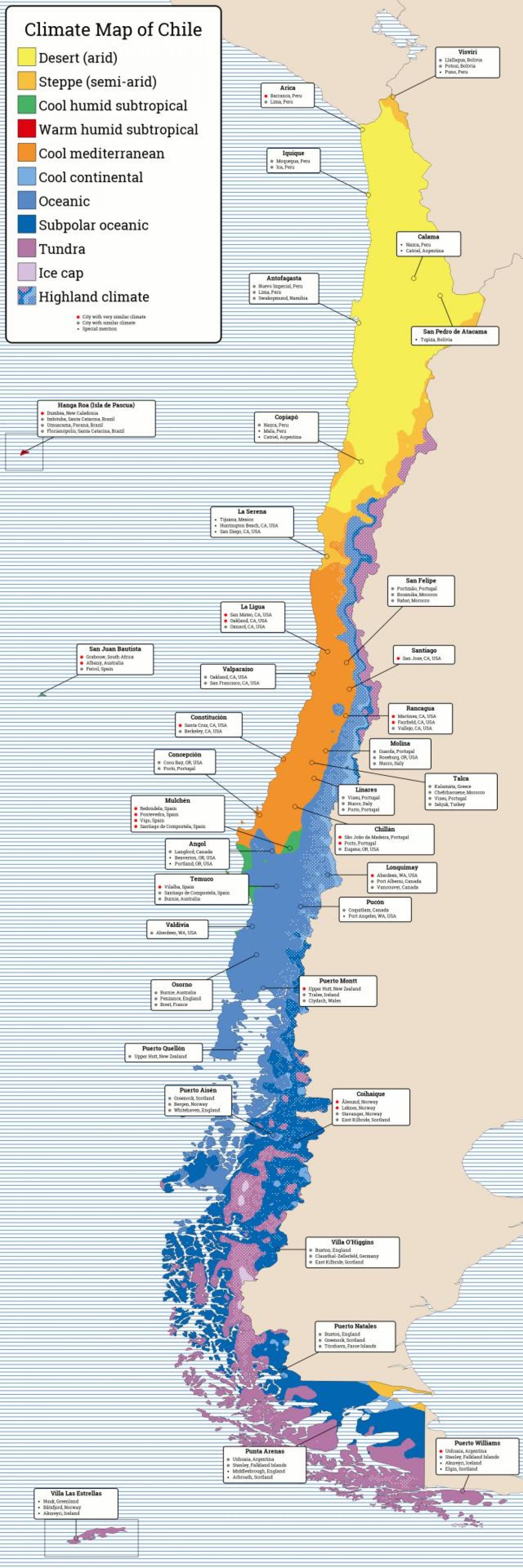 نقشه آب و هوا در شیلی