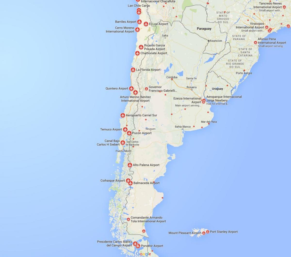 نقشه از فرودگاه در شیلی