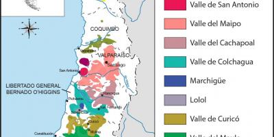 نقشه از مناطق شراب شیلی 