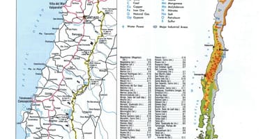نقشه از شیلی منابع طبیعی 